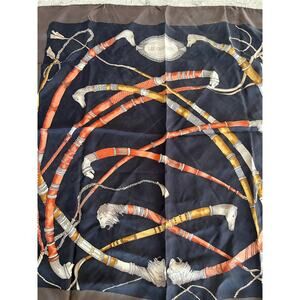 Bellotti Les Cravaches Silk Square Scarf Gold Brown 34" JL